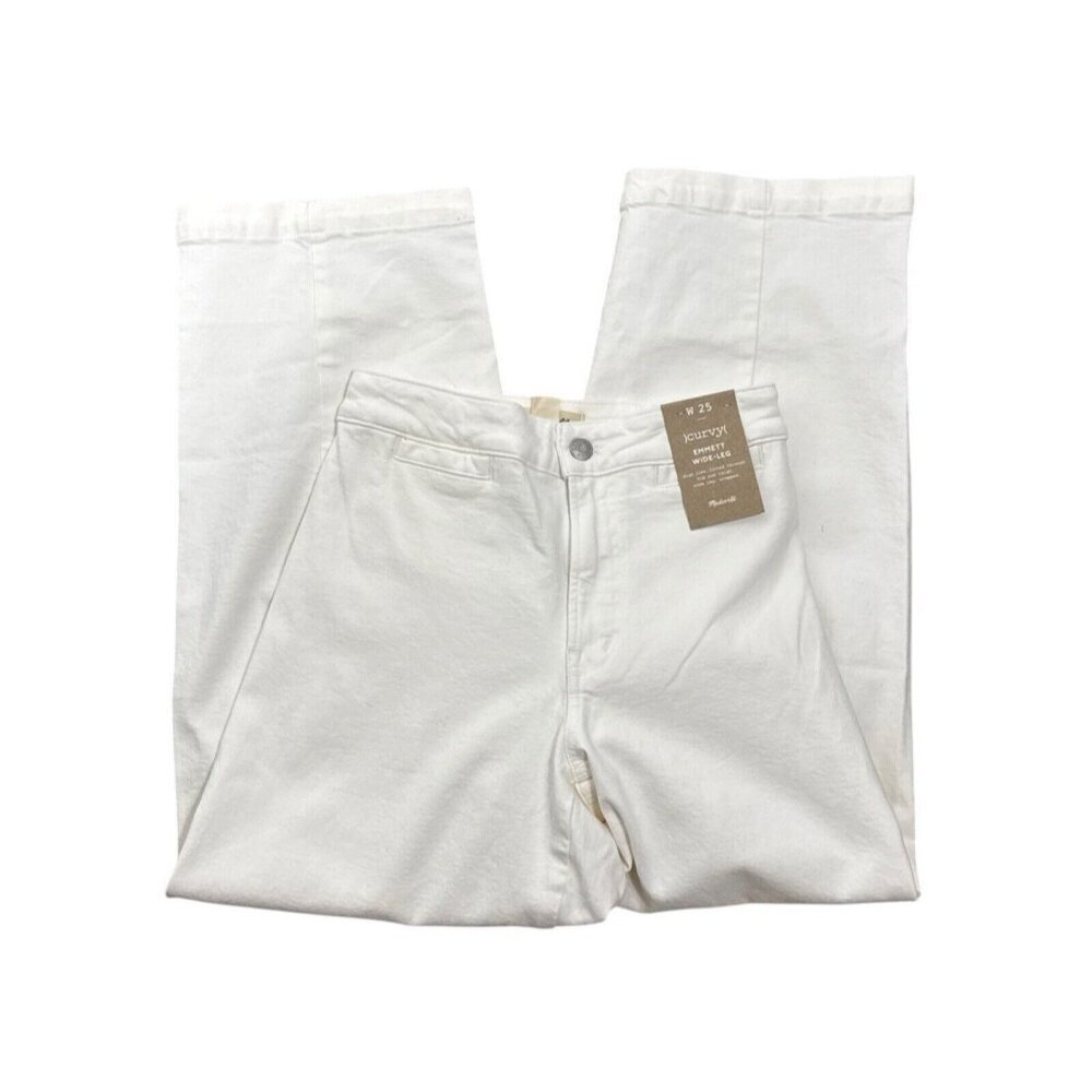 Madewell Women's 25‎ Curvy Emmett Wide Leg Jeans Crop Off White NWT Inseam 26.5'